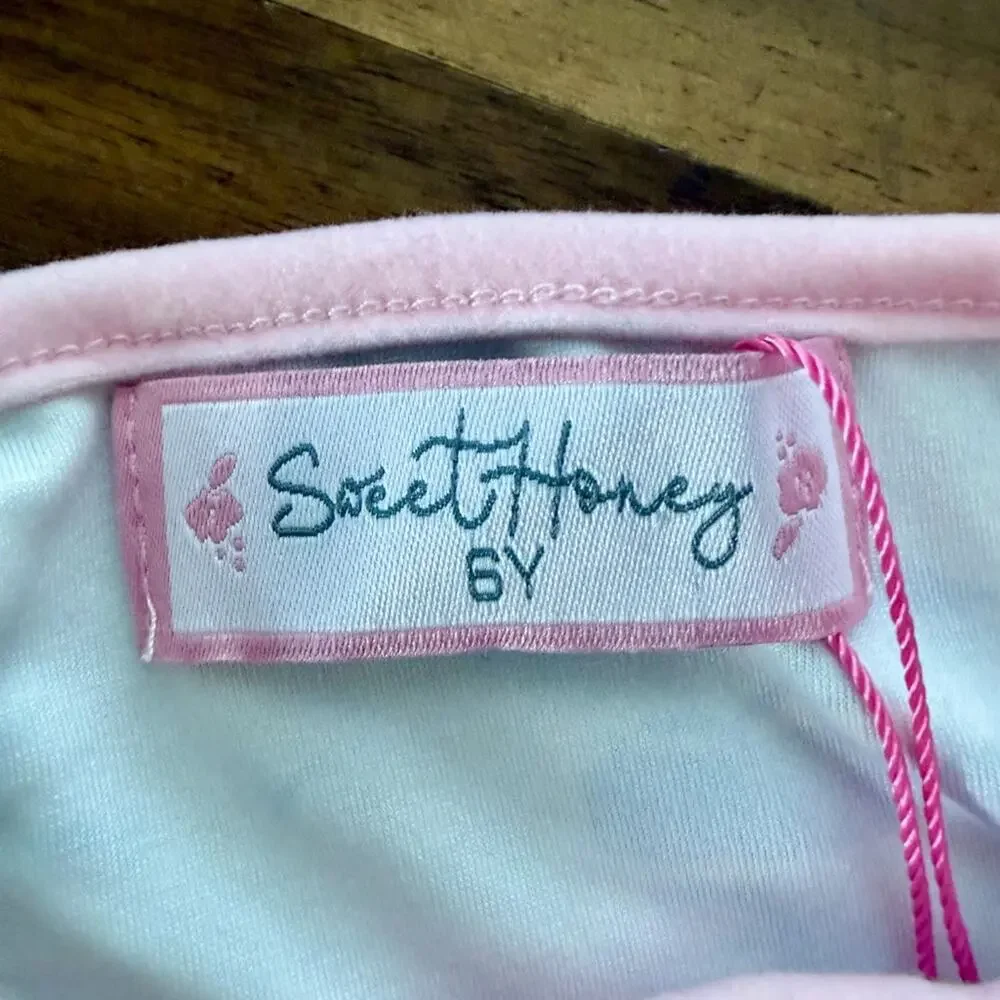 NWT SweetHoney Girls Cami Lounger Set Sailboats 6 Pink Blue Spaghetti Strap